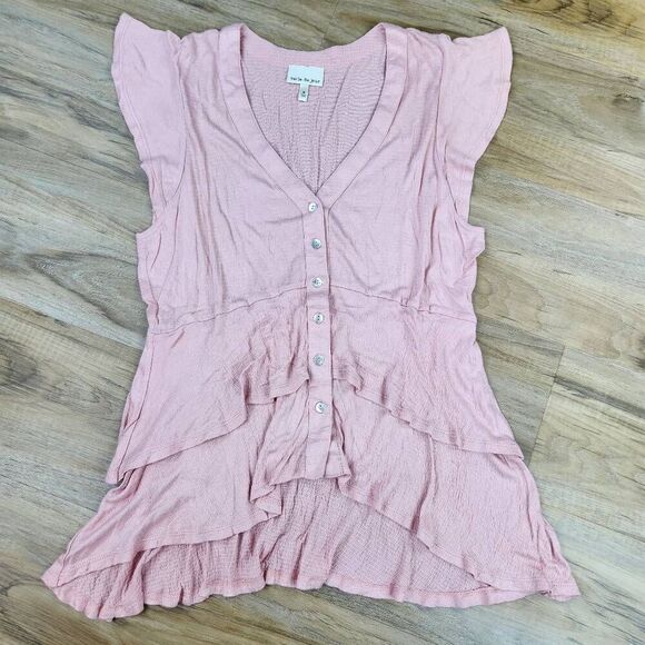 Belle Du Jour Tops - 🍑Belle Du Jour Pink Layered Ruffle Cap Sleeve Top Medium